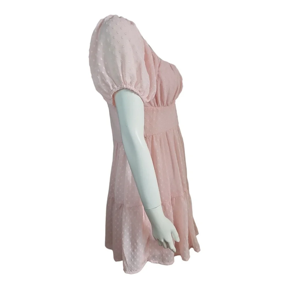 Windsor Dress Womens Size S Small Pink‎ Dotted Babydoll Boho Coquette Milkmaid